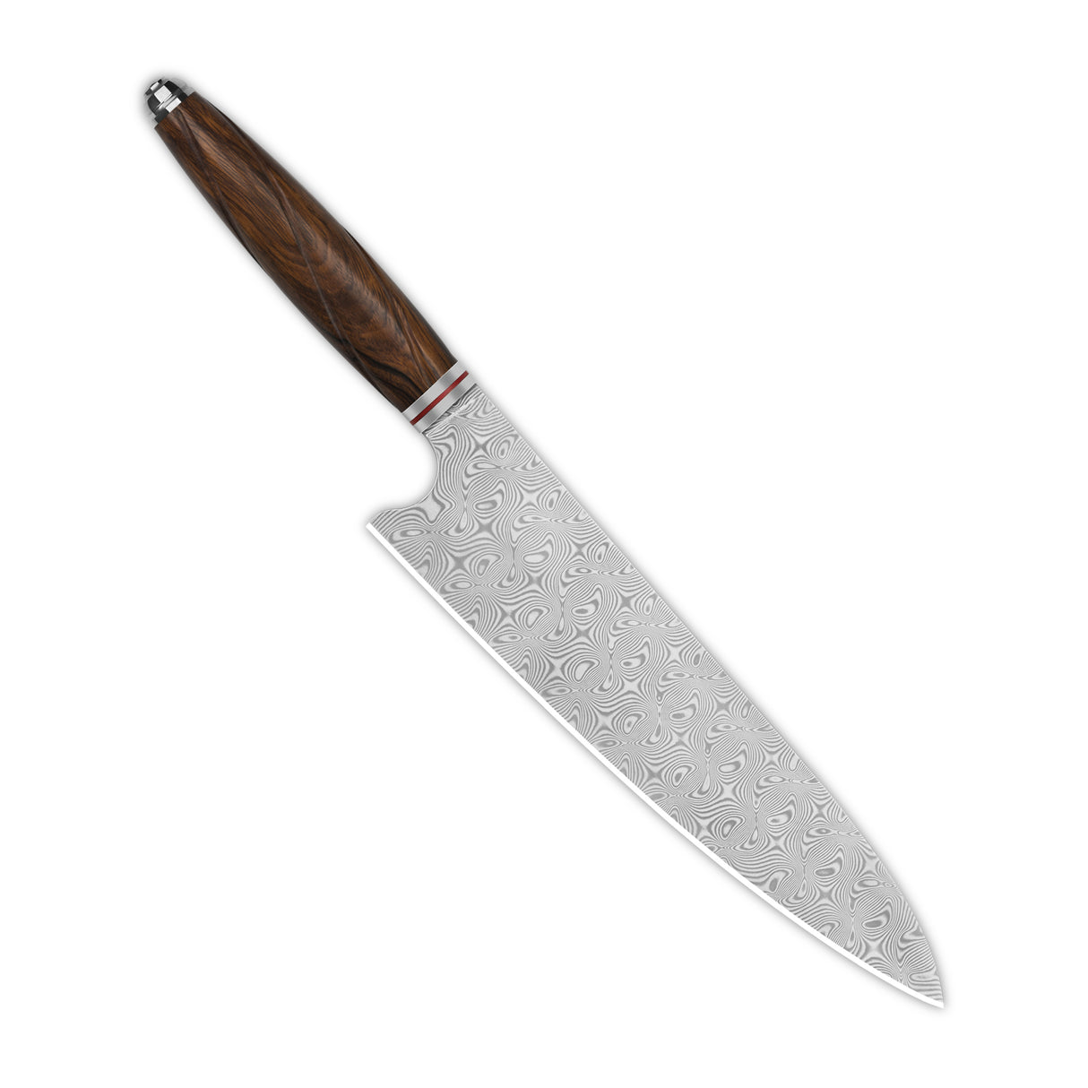 QSP Mulan Series Gyuto knife with Damascus blade and iron wood handle