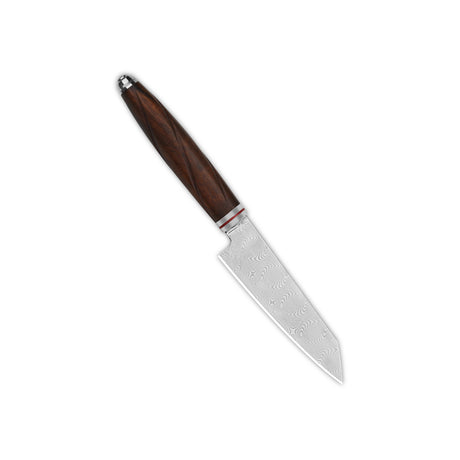 QSP Kitchen Knife 4'' Kritsuke Damascus Blade Desert Iron Wood Handle Mulan Series QS-KK-005B