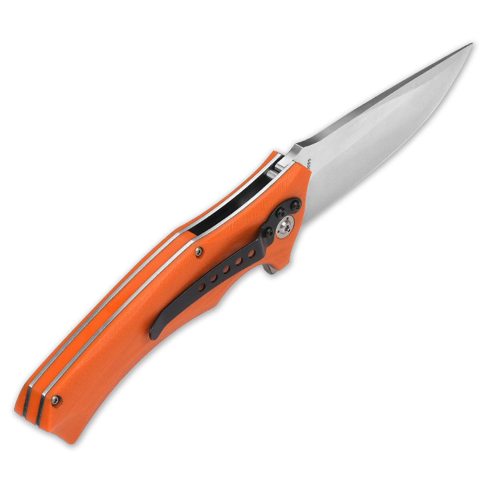 QSP Sthenia Pocket Knife-blackwash blade with Black G10 Handle