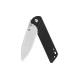 Partially opened QSP Parrot V2 pocket knife with G10 handle and D2 blade.