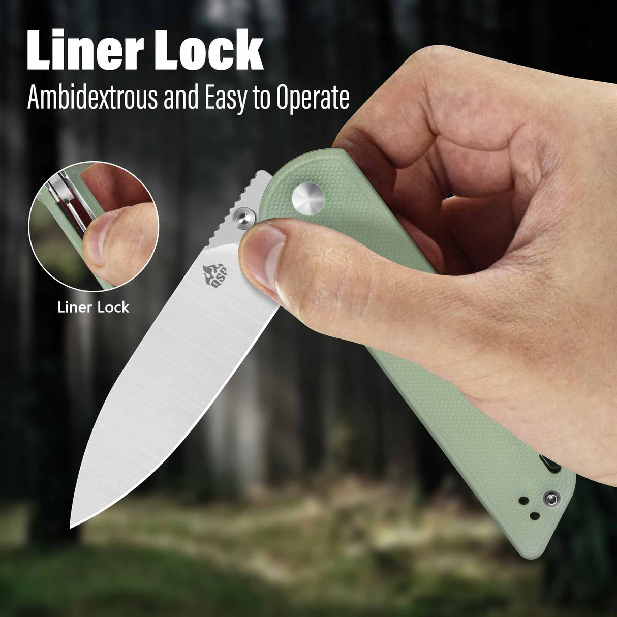QSP Parrot V2 Liner Lock Pocket knife D2 Blade G10 Handle Ball Bearings