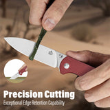 QSP Parrot V2 Liner Lock Pocket knife D2 Blade Micarta Handle Ball Bearings