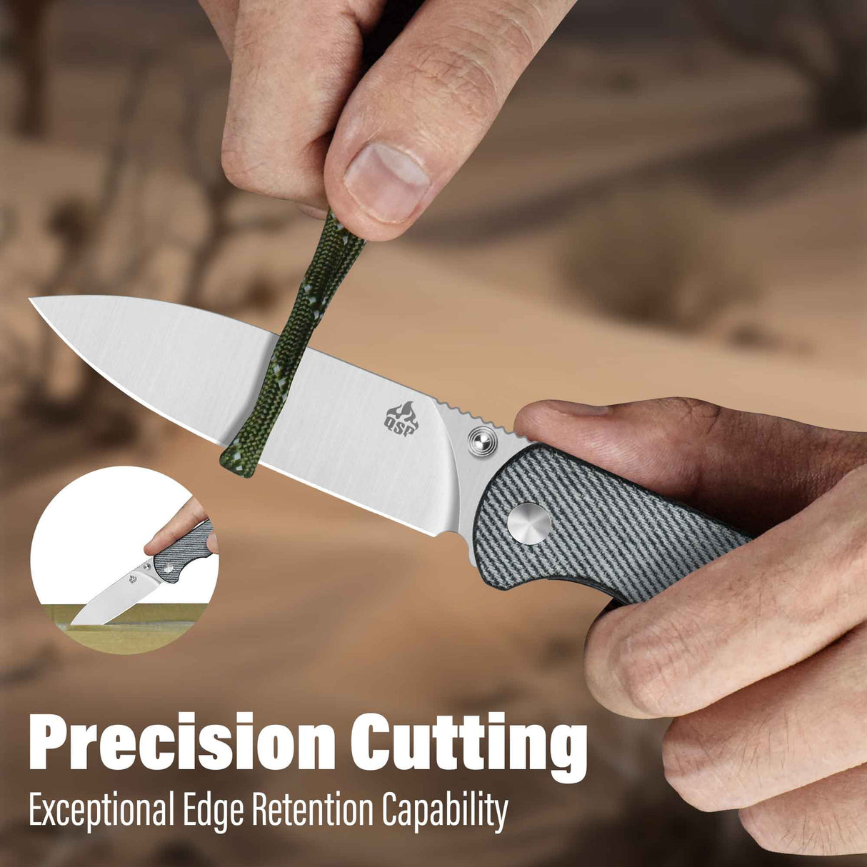 QSP Parrot V2 Liner Lock Pocket knife D2 Blade Micarta Handle Ball Bearings