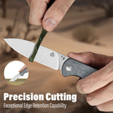 QSP Parrot V2 Liner Lock Pocket knife D2 Blade Micarta Handle Ball Bearings