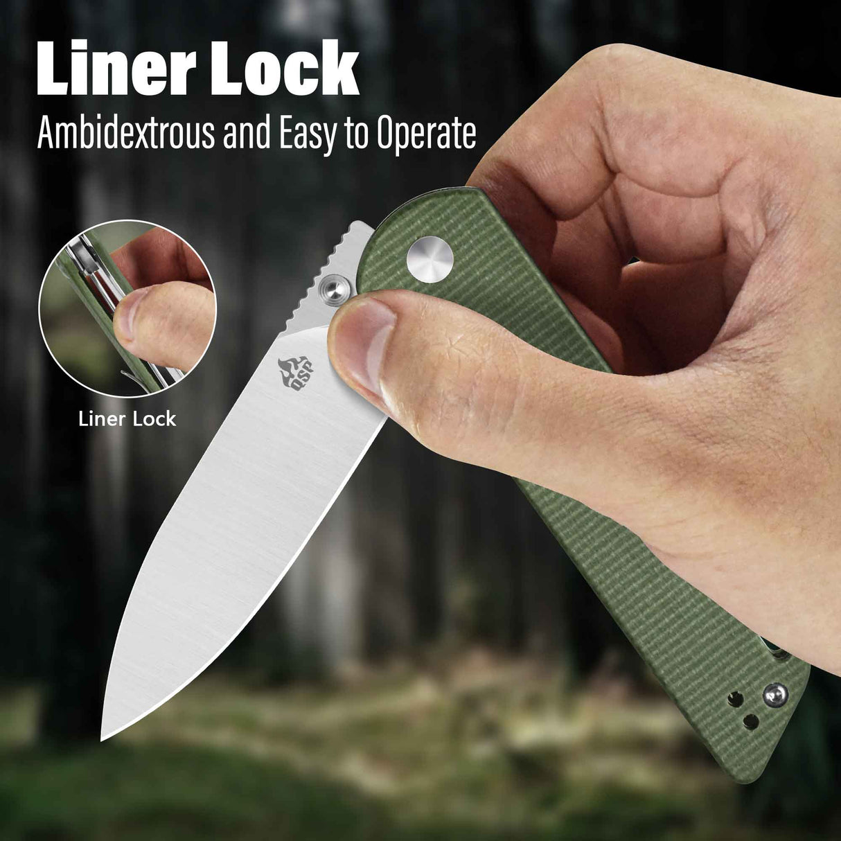 QSP Parrot V2 Liner Lock Pocket knife D2 Blade Micarta Handle Ball Bearings
