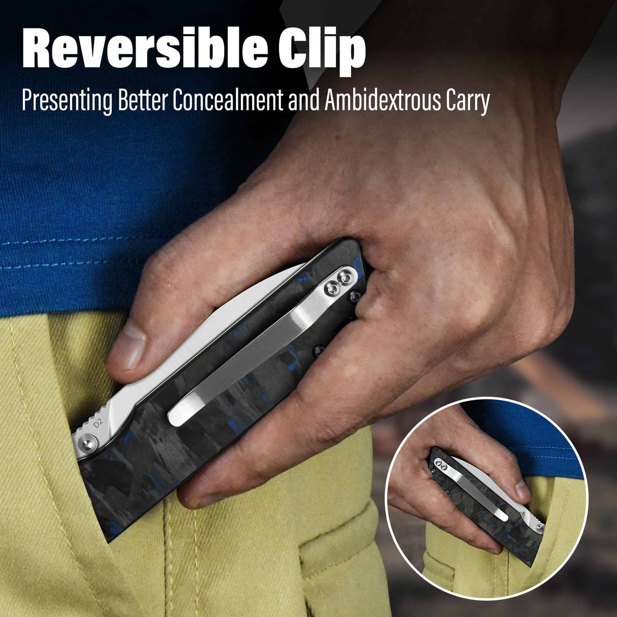 QSP Parrot V2 Liner Lock Pocket knife D2 Blade Shredded CF overlay G10 Handle Ball Bearings