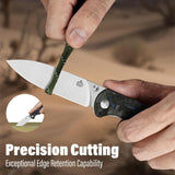 QSP Parrot V2 Liner Lock Pocket knife D2 Blade Shredded CF overlay G10 Handle Ball Bearings