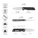 QSP Parrot V2 Liner Lock Pocket knife D2 Blade Shredded CF overlay G10 Handle Ball Bearings