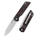 QSP Parrot V2 Liner Lock Pocket knife D2 Blade Shredded CF overlay G10 Handle Ball Bearings