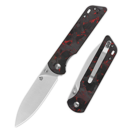 QSP Parrot V2 Liner Lock Pocket knife D2 Blade Shredded CF overlay G10 Handle Ball Bearings