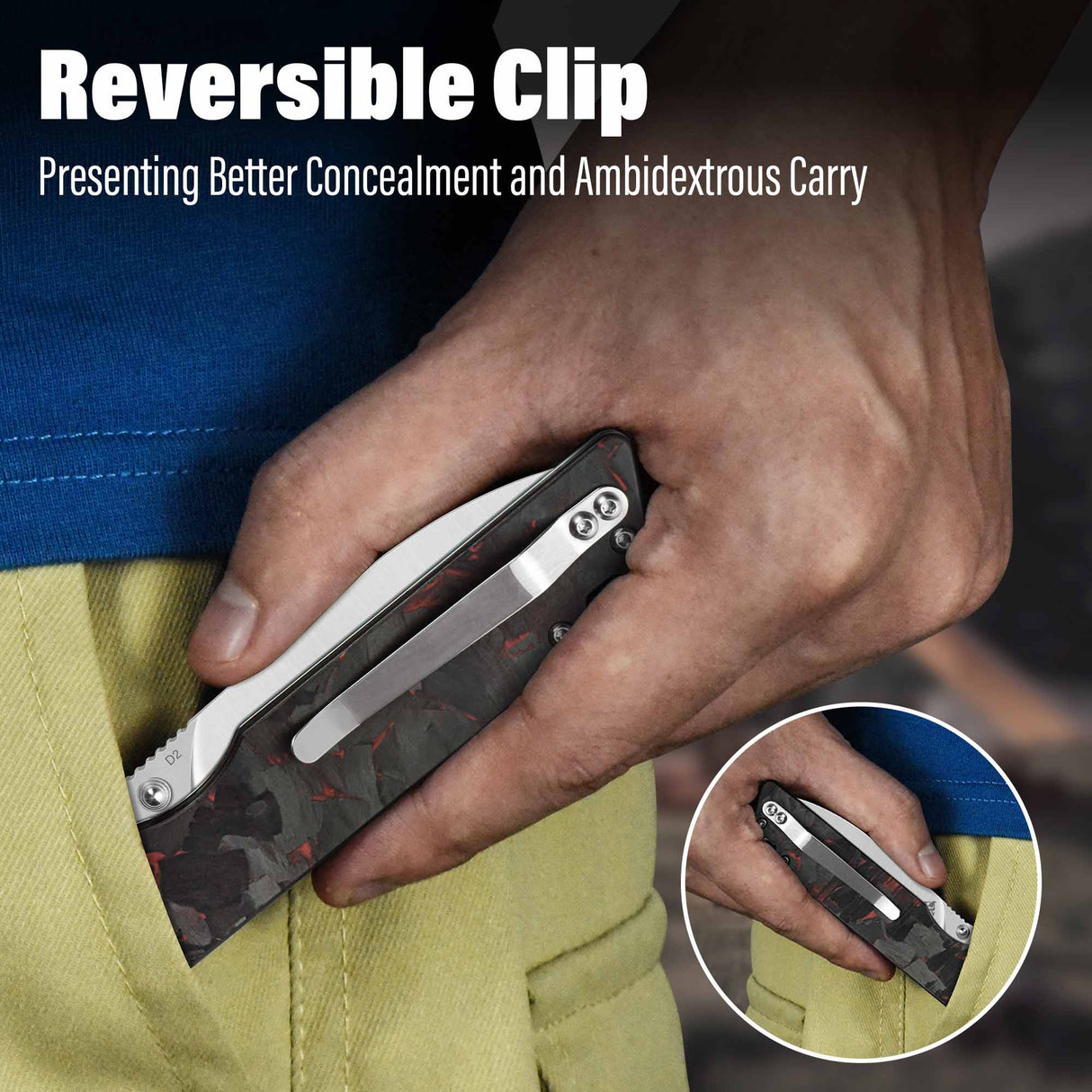 QSP Parrot V2 Liner Lock Pocket knife D2 Blade Shredded CF overlay G10 Handle Ball Bearings