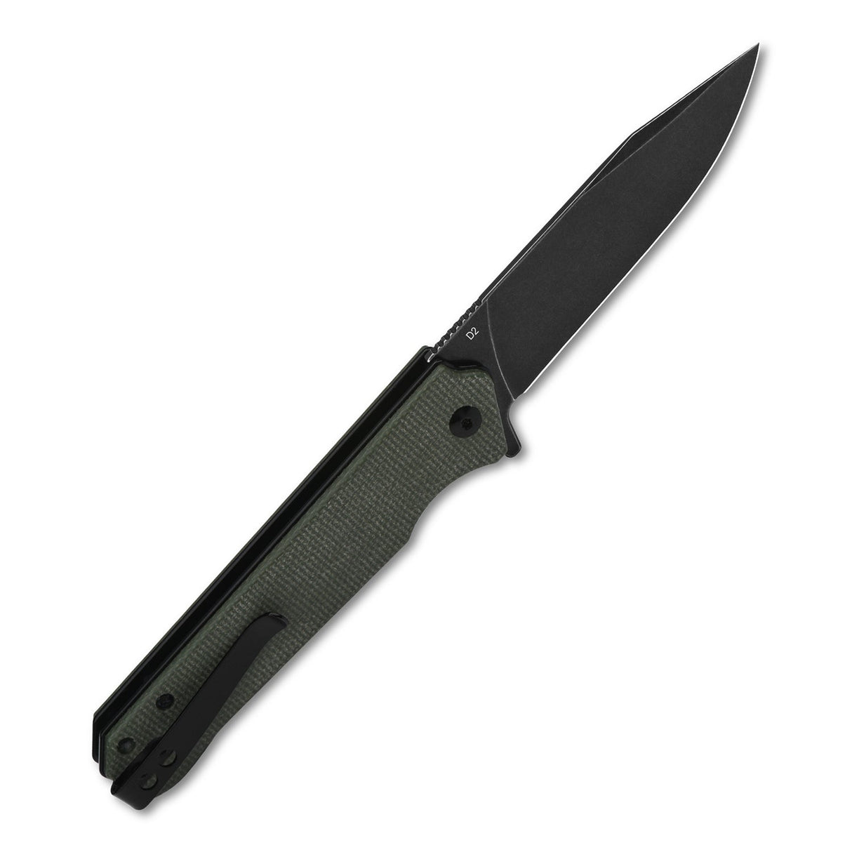 QSP Mamba V2 Liner Lock Pocket Knife D2 Blade Green Micarta Handle