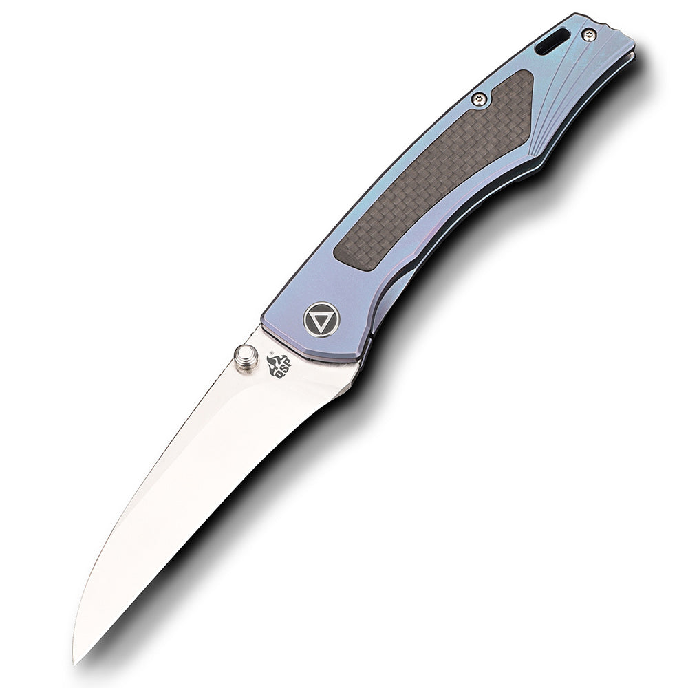 QSP Songbird Pocket Knife S35VN blade Titanium Handle Insert Carbon Fiber