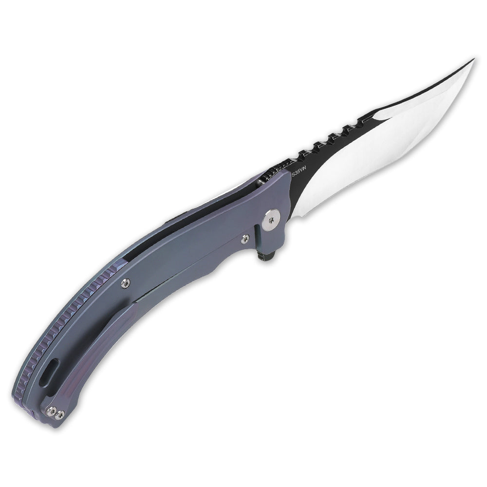 QSP Kylin Frame Lock Pocket Knife S35VN Blade Titanium Handle