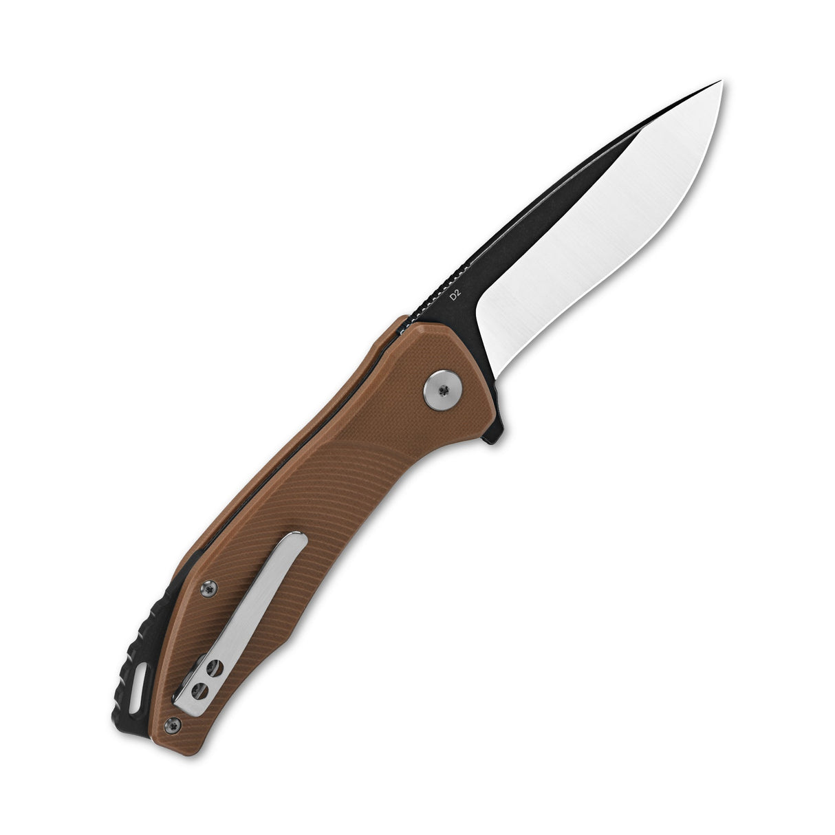 QSP Raven Liner Lock Pocket Knife D2 Blade Brown G10 Handle