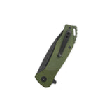 QSP Raven Liner Lock Pocket Knife D2 Blade Green G10 Handle