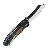 Closed QSP Platypus pocket knife with unique blade and G10 handle design.