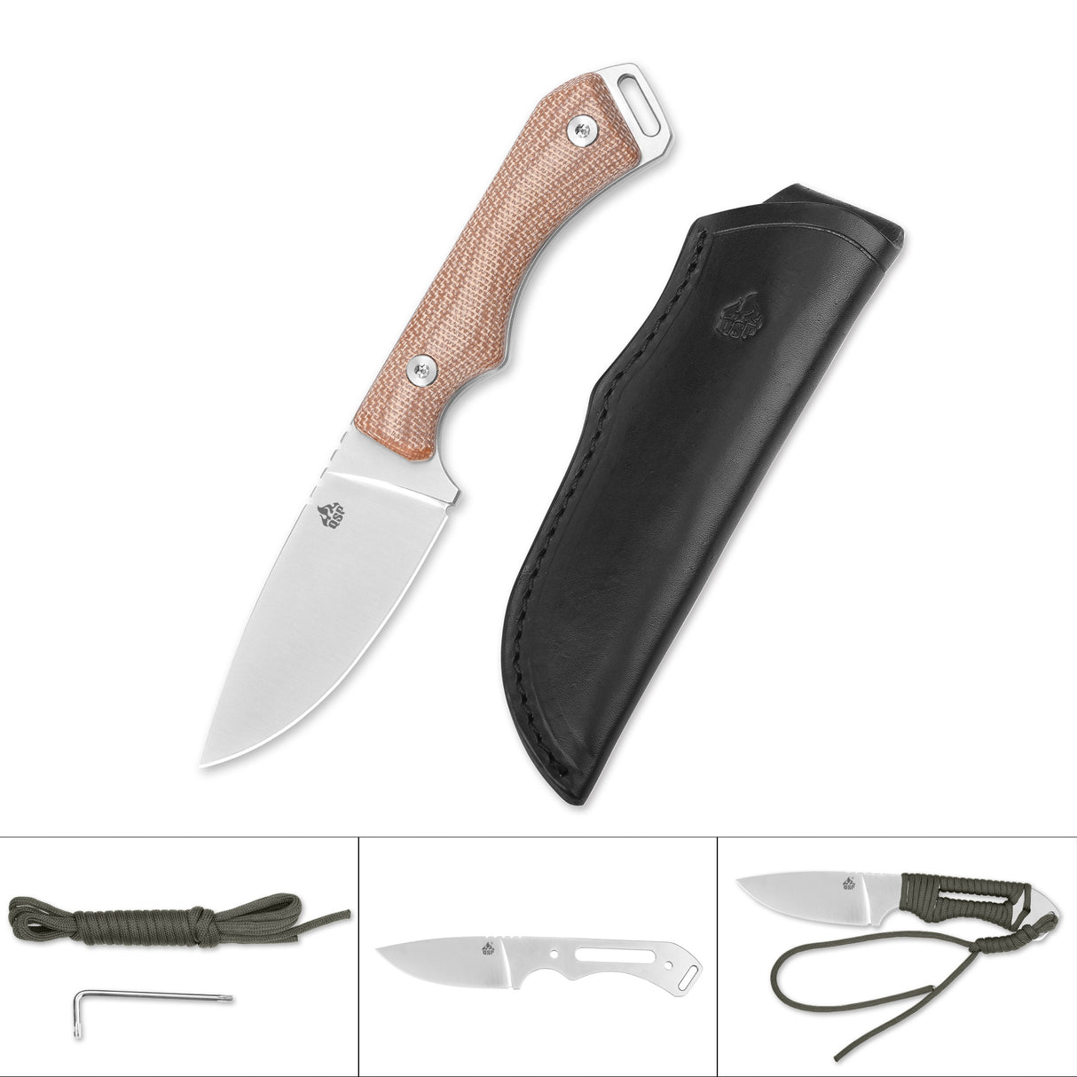 QSP Workaholic Fixed blade knife N690 blade Micarta handle