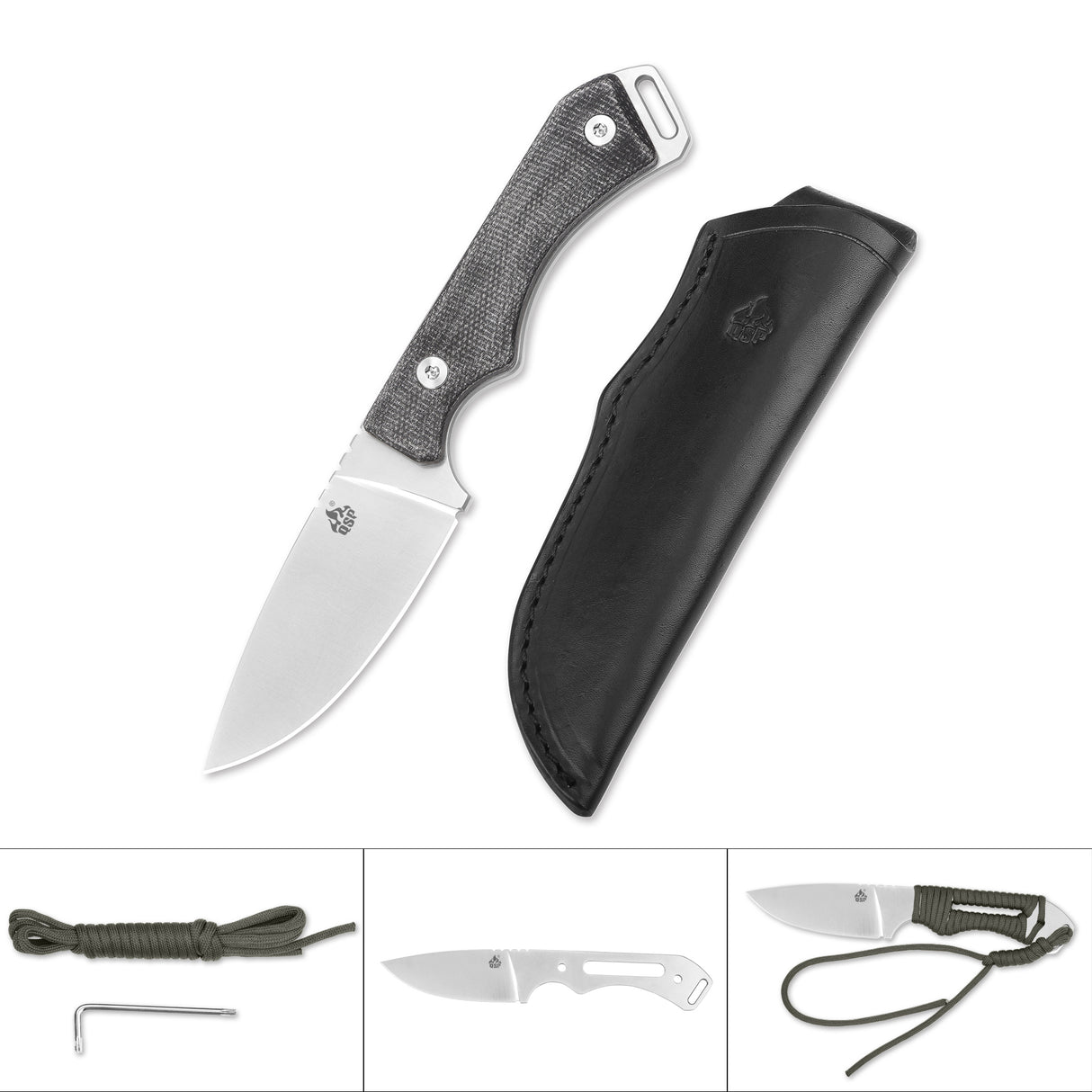 QSP Workaholic Fixed blade knife N690 blade Micarta handle