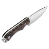 QSP Workaholic fixed blade knife featuring a Böhler N690 blade and a stylish Raffir resin handle.