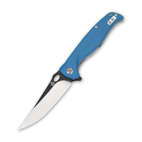 QSP Gavial Liner Lock Pocket Knife with blue G10 handle and D2 blade