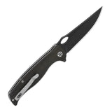 QSP Gavial Liner Lock pocket knife with D2 blade and dark green Micarta handle