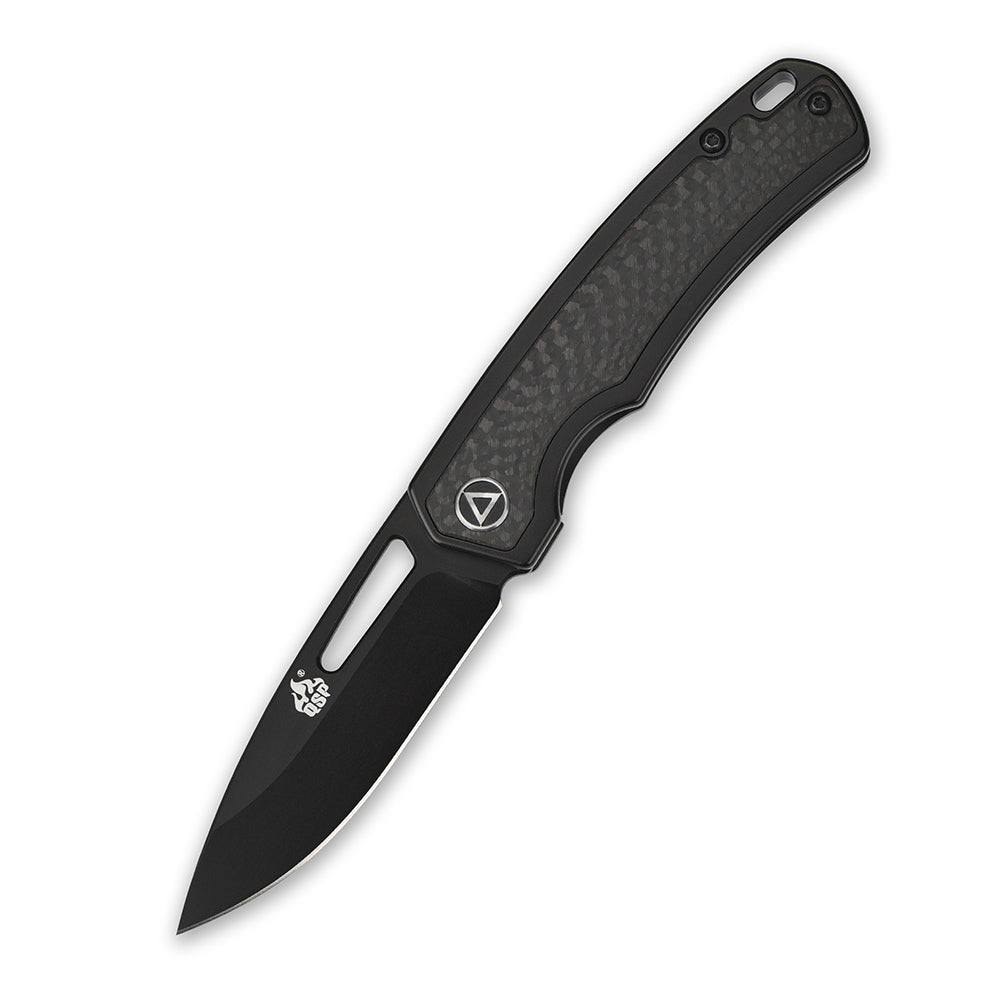 QSP Puffin Frame Lock Pocket Knife S35VN Blade Titanium Handle with Carbon Fiber inlay