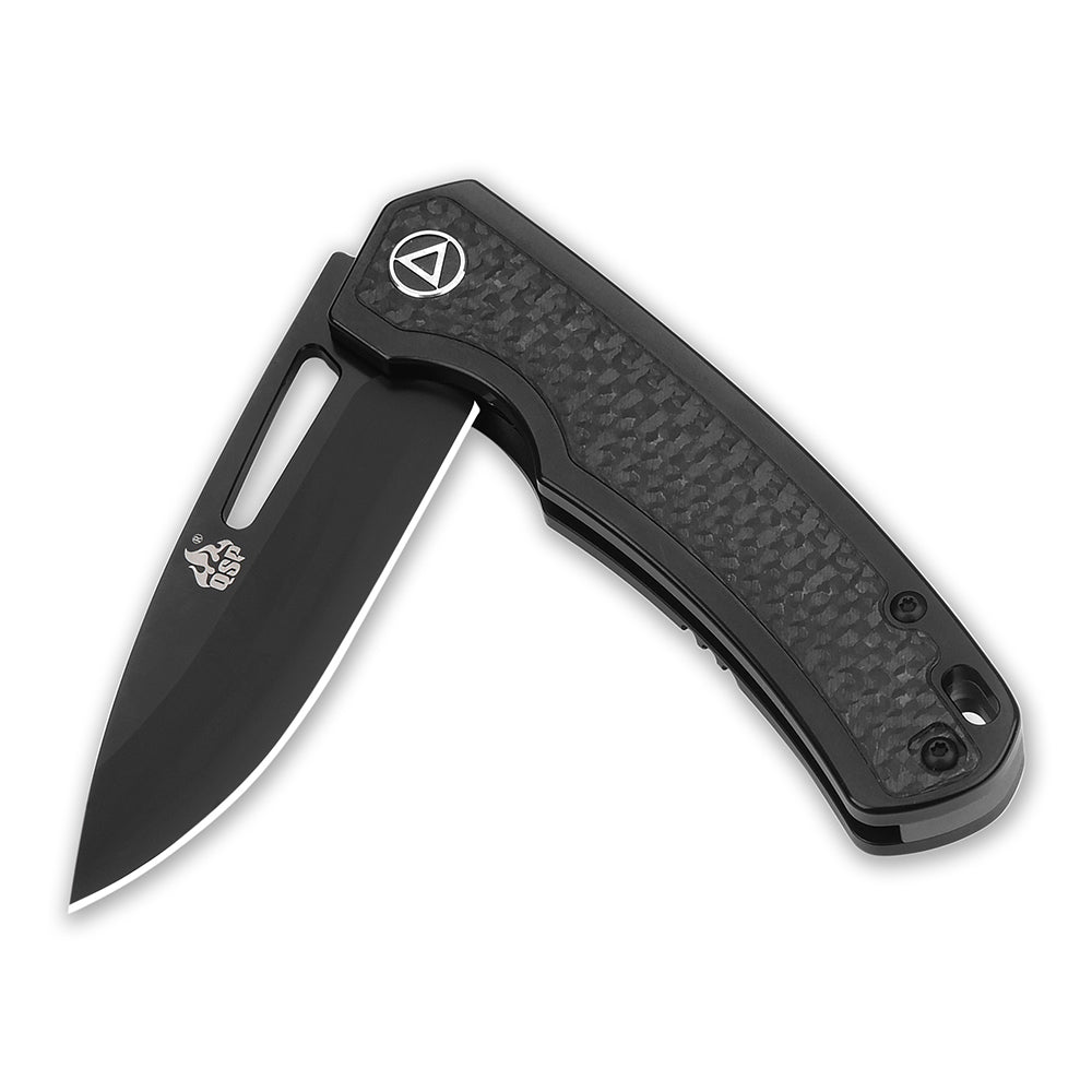 QSP Puffin Frame Lock Pocket Knife S35VN Blade Titanium Handle with Carbon Fiber inlay