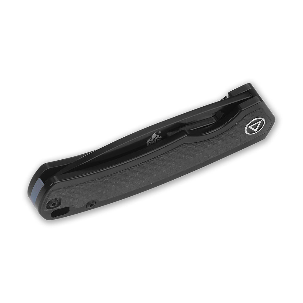 QSP Puffin Frame Lock Pocket Knife CPM S35VN Blade Titanium Handle with Carbon Fiber inlay