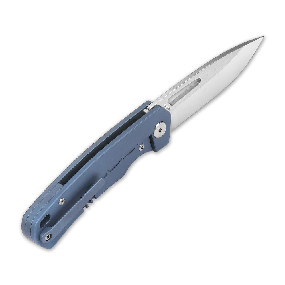 QSP Puffin Frame Lock Pocket Knife S35VN Blade Titanium Handle with Carbon Fiber inlay