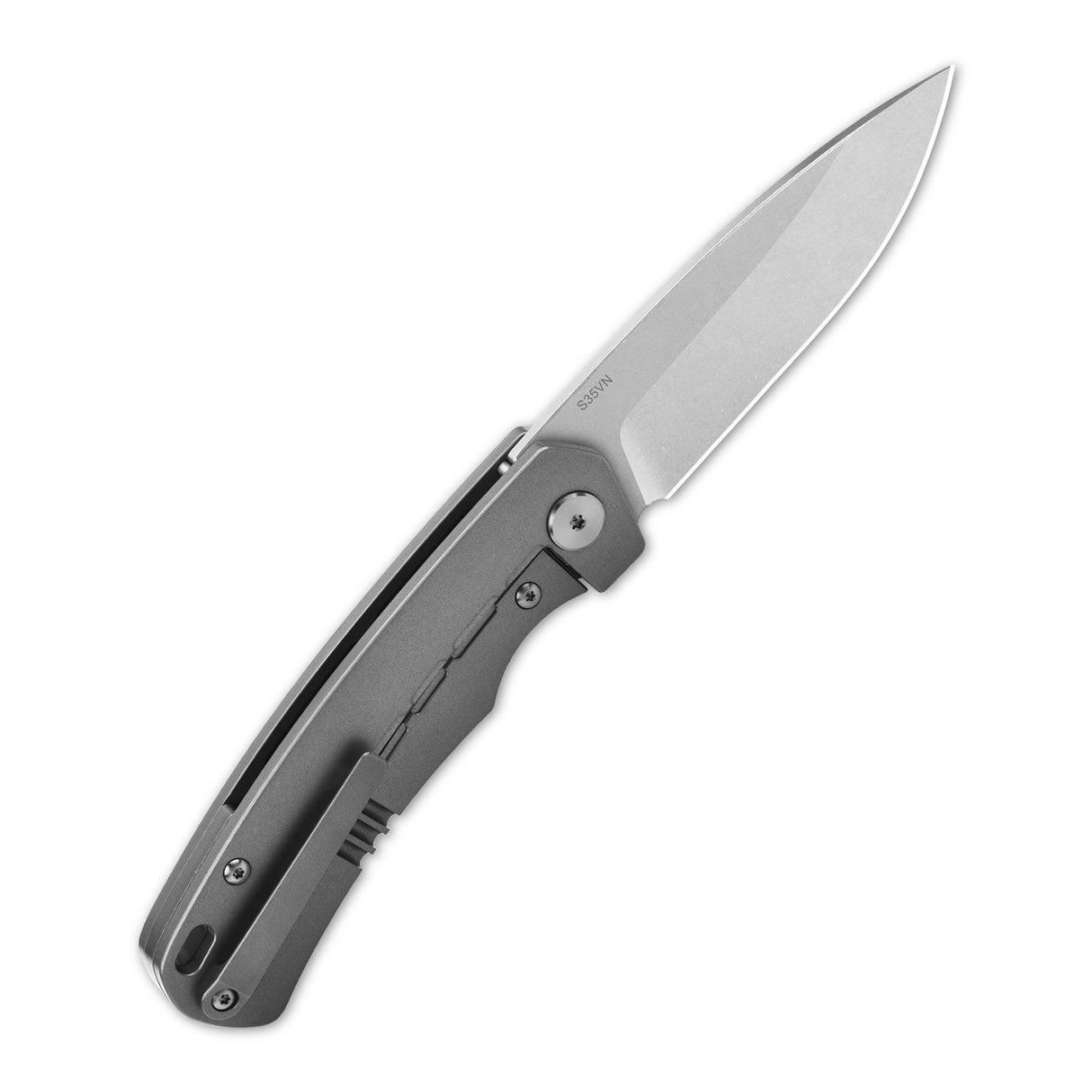 QSP Puffin frame lock pocket knife with titanium handle and sleek CPM S35VN blade