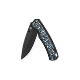QSP Puffin Frame Lock Pocket Knife S35VN Blade Titanium with Black-white-Blue Carbon Fiber inlay Handle