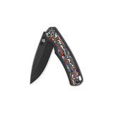 QSP Puffin Frame Lock Pocket Knife S35VN Blade Titanium with Red-White-Blue Carbon Fiber inlay Handle