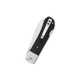 Black G10 folding pocket knife with Böhler N690 satin blade and deep carry clip