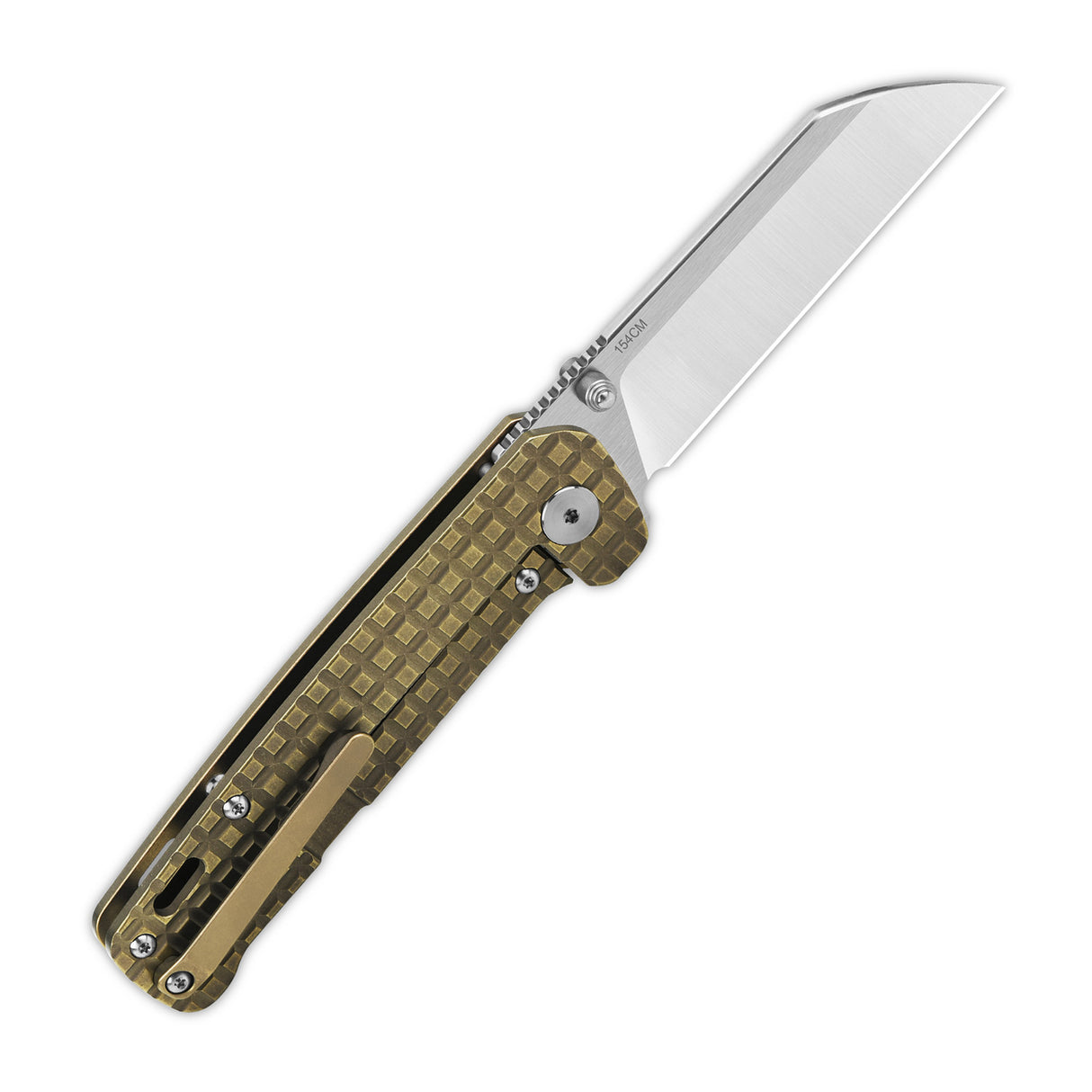 QSP Penguin Frame Lock Pocket Knife 154CM Blade Frag Pattern Titanium Handle