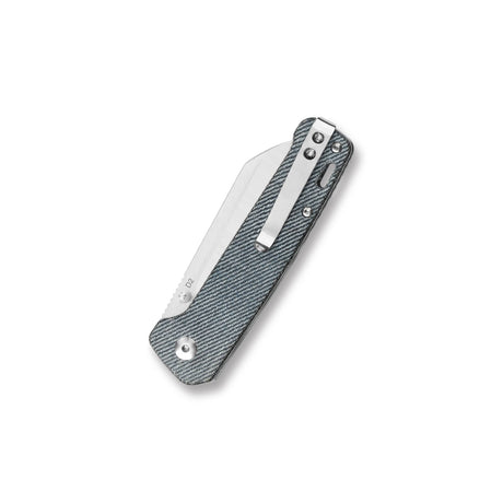 Closed QSP Penguin Pocket Knife with denim Micarta handle and D2 steel blade