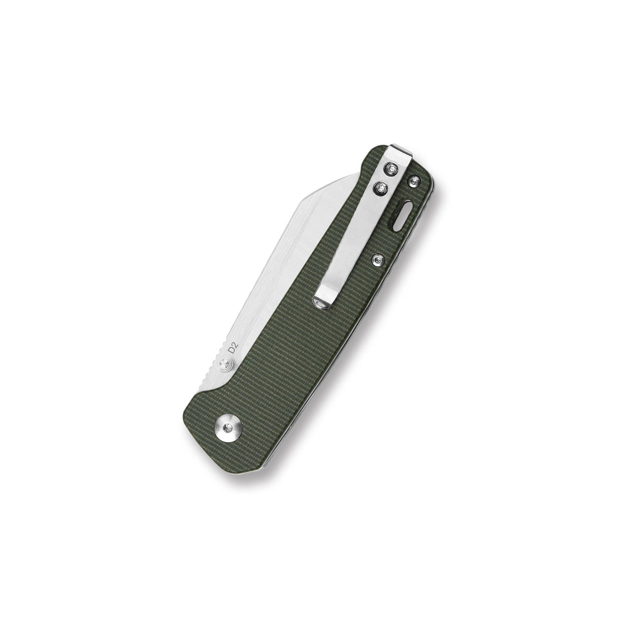 QSP Penguin Liner Lock Pocket Knife with green Micarta handle and D2 blade