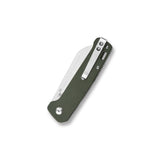 QSP Penguin Liner Lock Pocket Knife with green Micarta handle and D2 blade