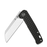 Open QSP Penguin pocket knife with 154CM blade and black textured titanium handle