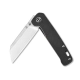 Sleek QSP Penguin pocket knife with sheepsfoot 154CM blade and black titanium handle