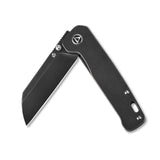 QSP Penguin pocket knife folded with black titanium handle and sheepsfoot 154CM blade