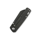Folded QSP Penguin knife with black titanium handle and frame lock mechanism