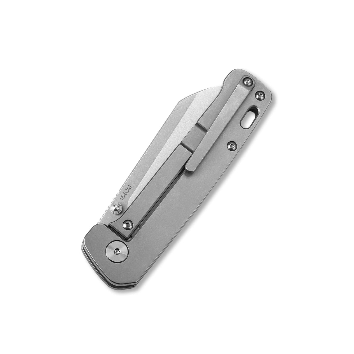 QSP Penguin pocket knife closed with titanium handle and frame lock mechanism