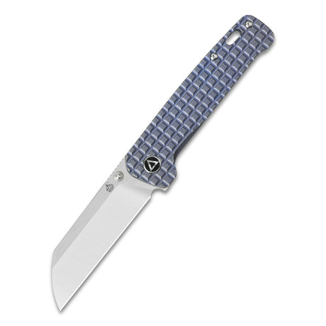 QSP Penguin blue titanium handle pocket knife with 154CM sheepsfoot blade