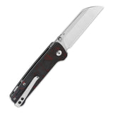 QSP Penguin pocket knife with D2 blade and red G10 handle, shown open.