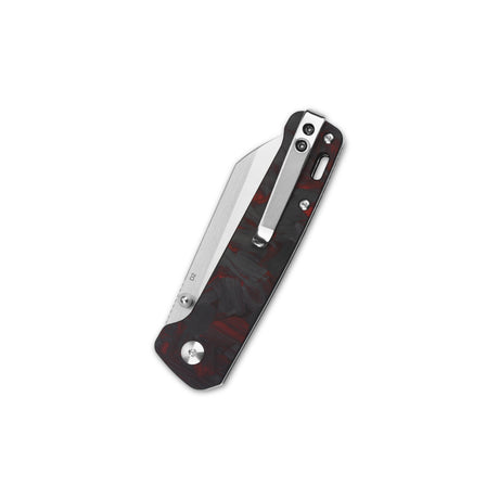Compact QSP Penguin pocket knife with red and black G10 handle and D2 blade