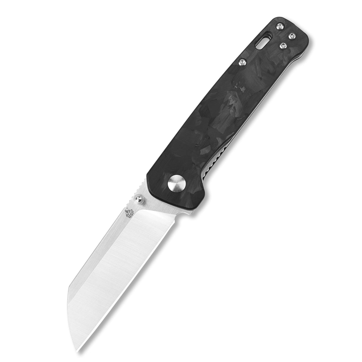 QSP Penguin Liner Lock Pocket Knife D2 Blade Black Shredded CF overlay G10 Handle