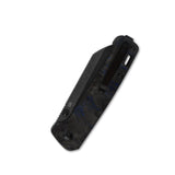 QSP Penguin pocket knife in closed position with blue carbon fiber and D2 blade.