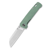 QSP Penguin Frame Lock Pocket Knife 154CM Blade Green Stonewashed Titanium Handle