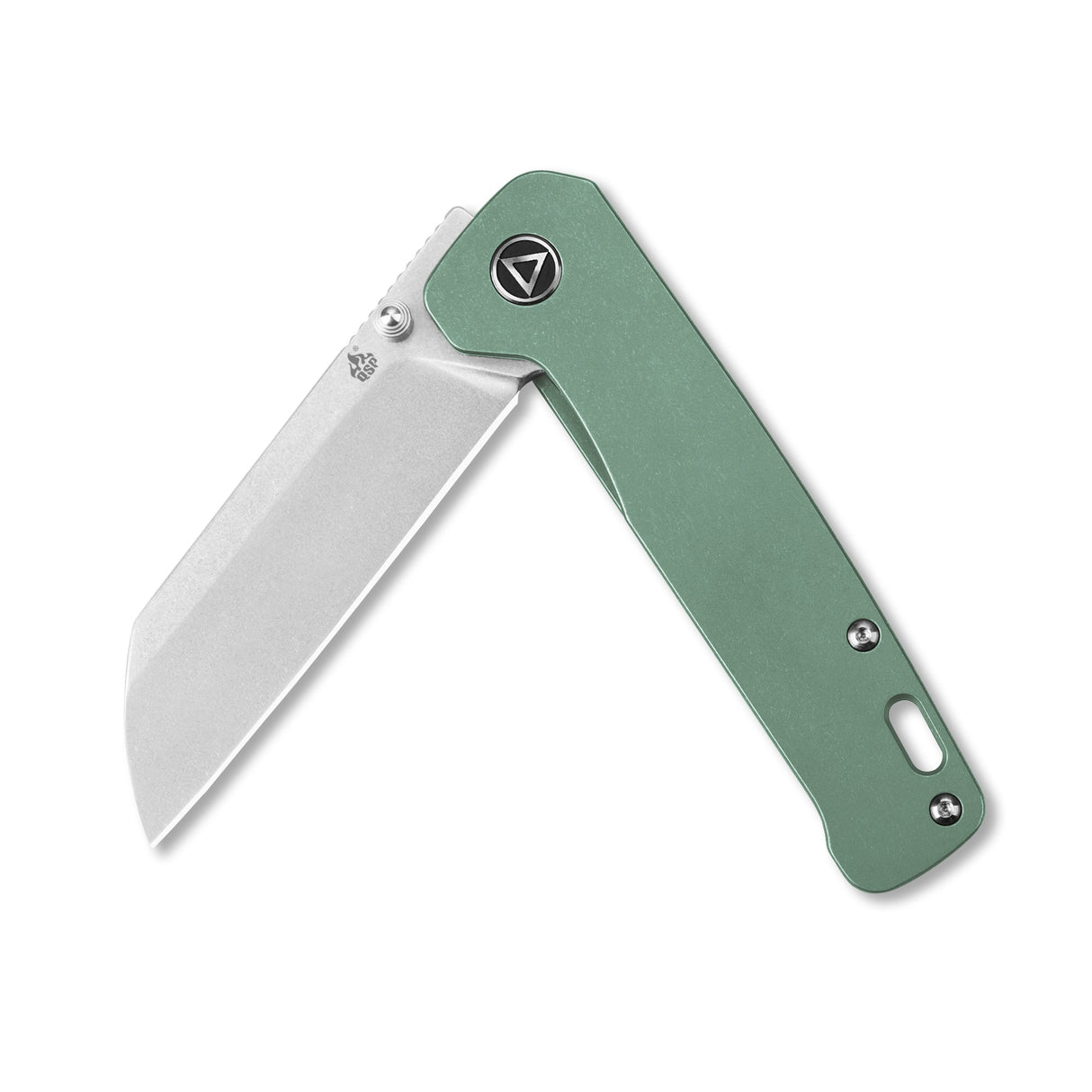 QSP Penguin Frame Lock Pocket Knife 154CM Blade Green Stonewashed Titanium Handle